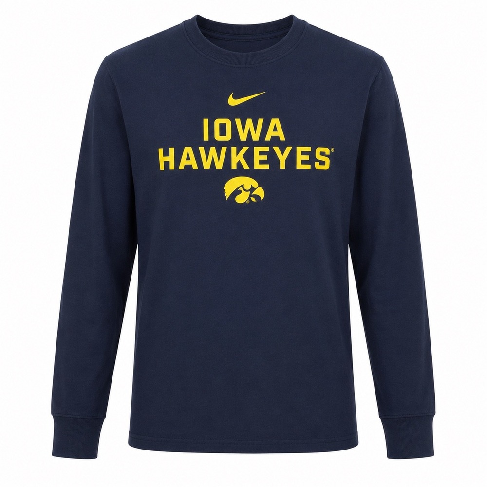 Nike NEW Iowa Hawkeyes Mens Long Sleeve Graphic T-Shirt Large NCAA college black